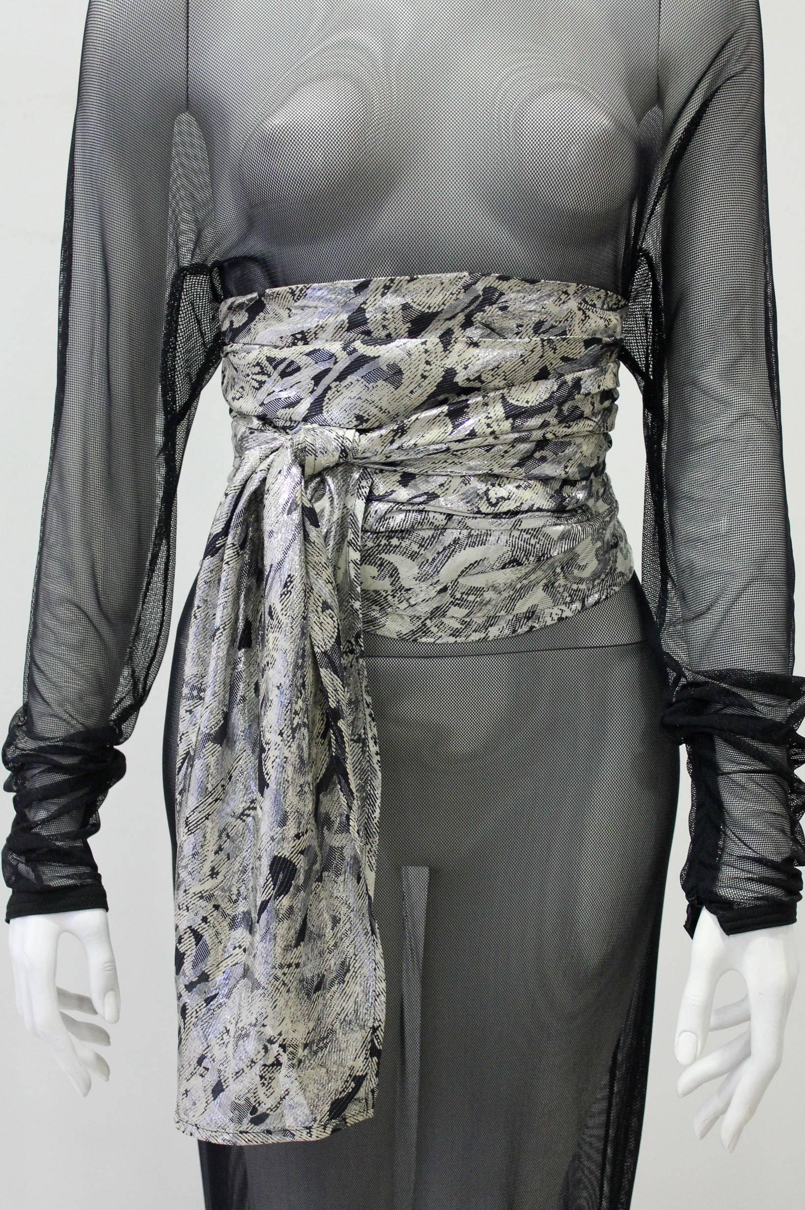 Women's Unique Gianni Versace Sheer Net Maxi-Dress Fall 1990 For Sale