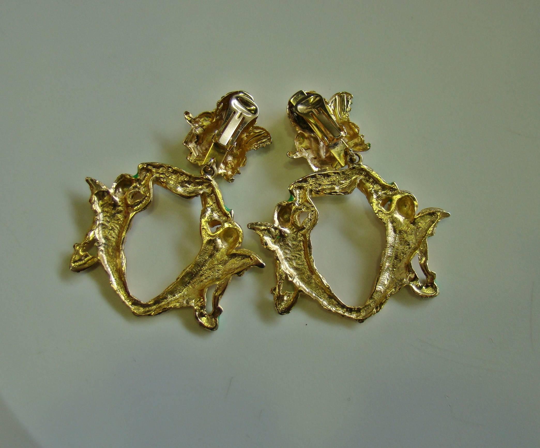 Very Rare Gianni Versace Ugo Correani Cherub Drop Earrings 1990 For Sale 1