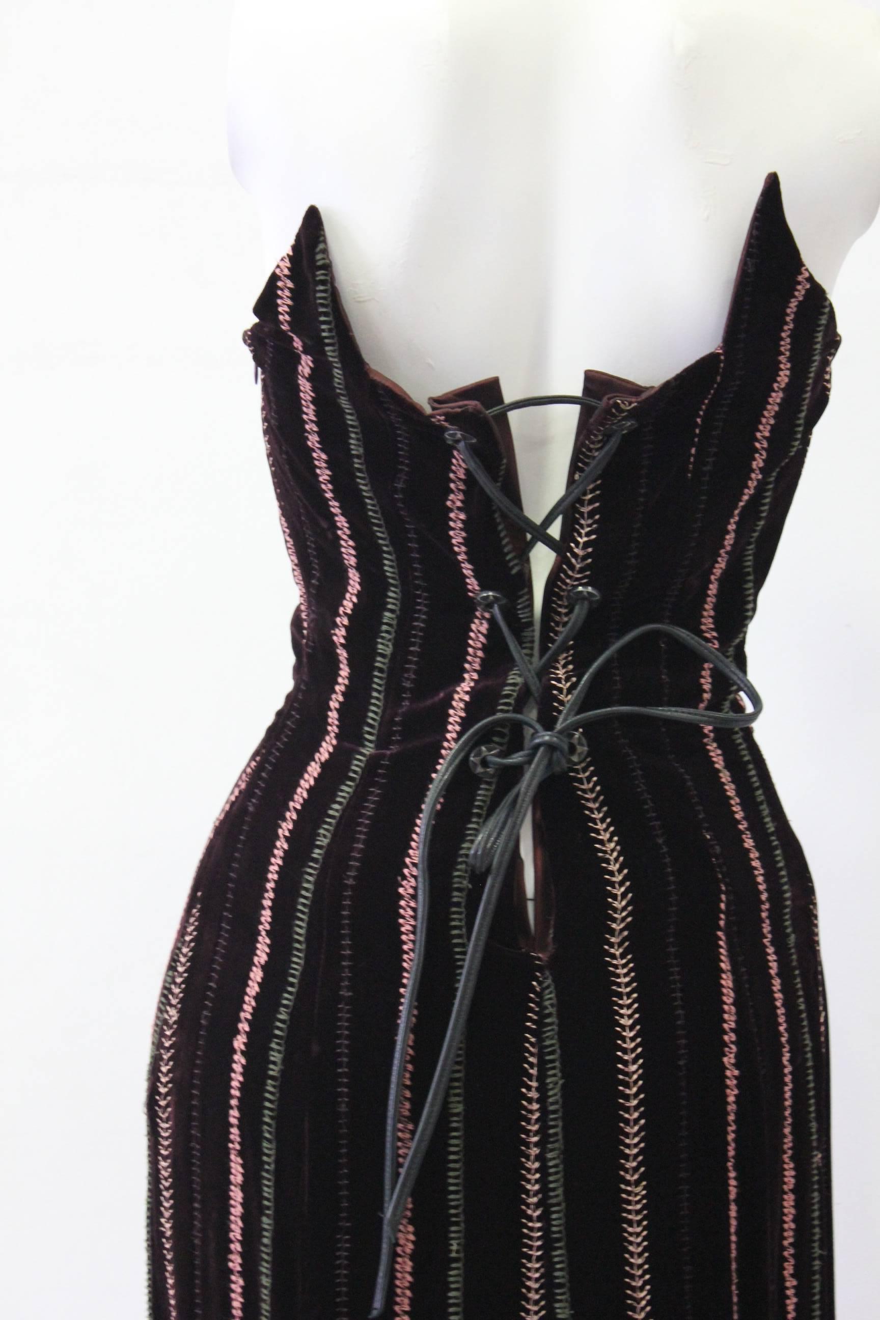 Gianfranco Ferre Silk Velvet Evening Gown 1990s For Sale 1