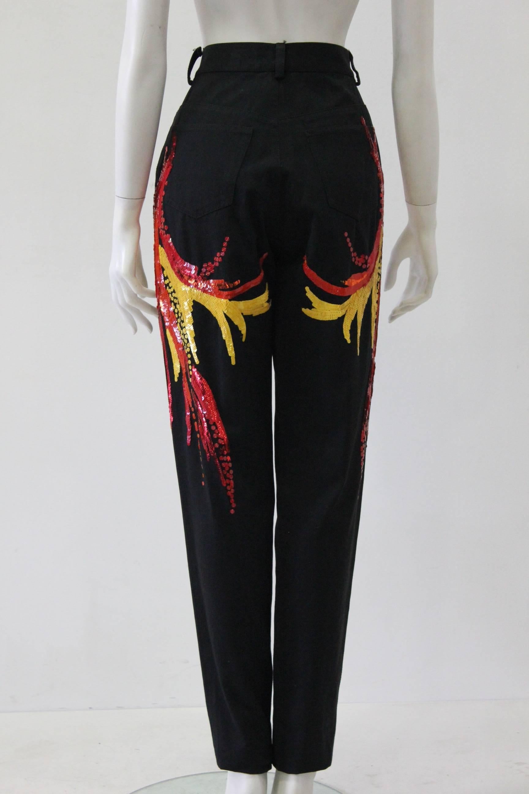 Rare Gianfranco Ferre Denim Sequin Trousers 1990's In New Condition For Sale In Athens, Agia Paraskevi