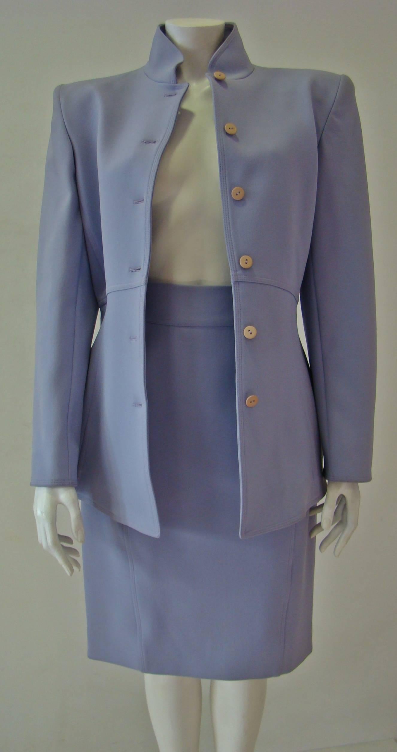 Women's Claude Montana Lavender Skirt Suit For Sale