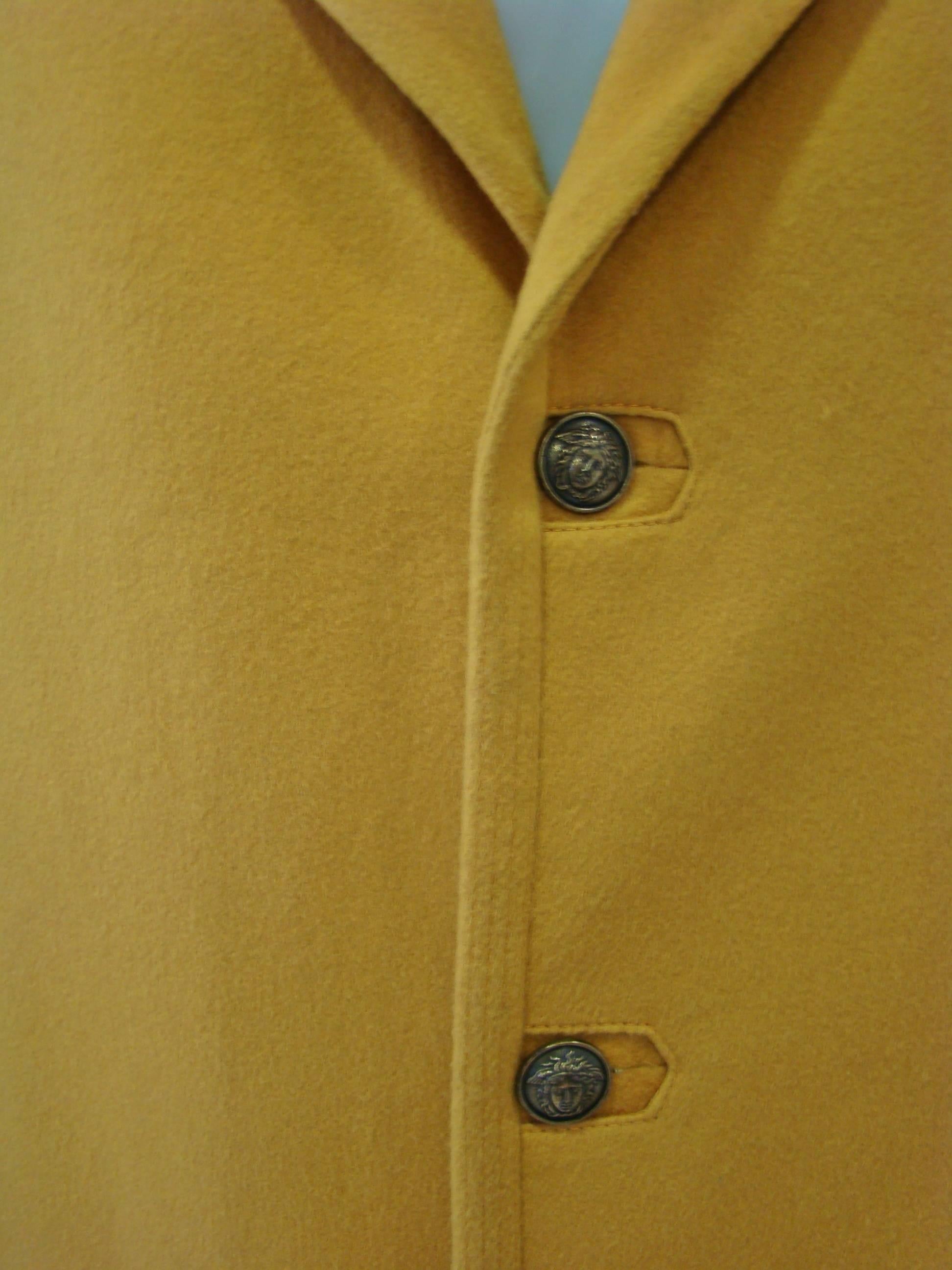 Men's Rare Gianni Versace Mustard Wool Jacket For Sale