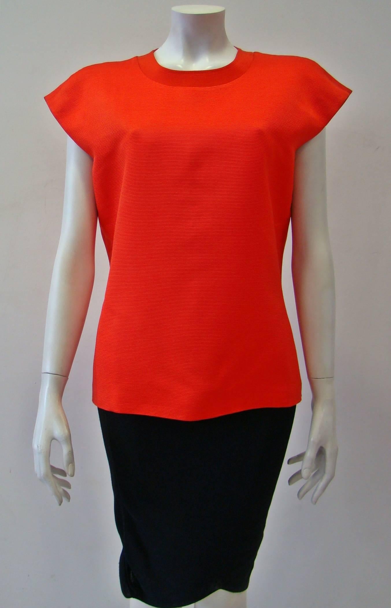 Red Rare Gianni Versace Couture Ribbed Top Fall 1991 For Sale