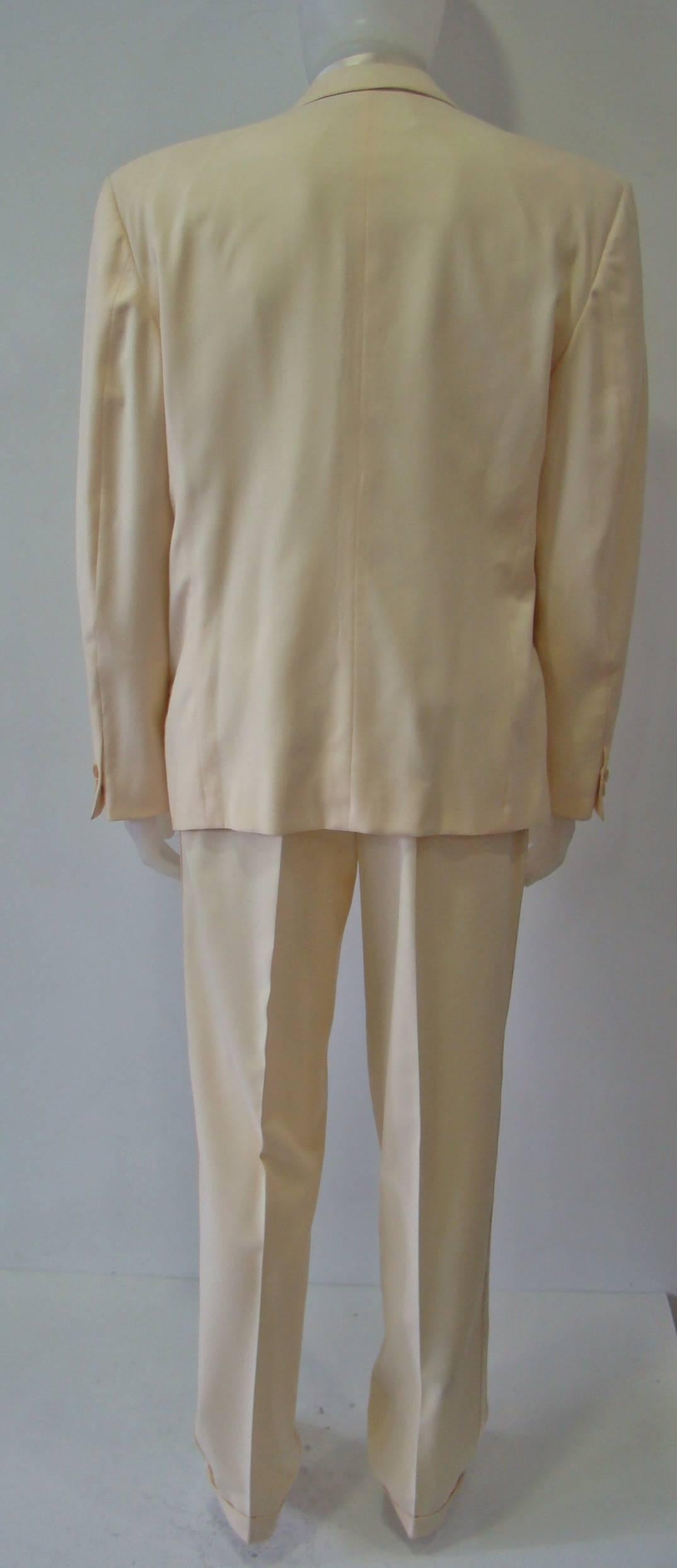 Gianni Versace Beige Wool Tuxedo Suit For Sale 4