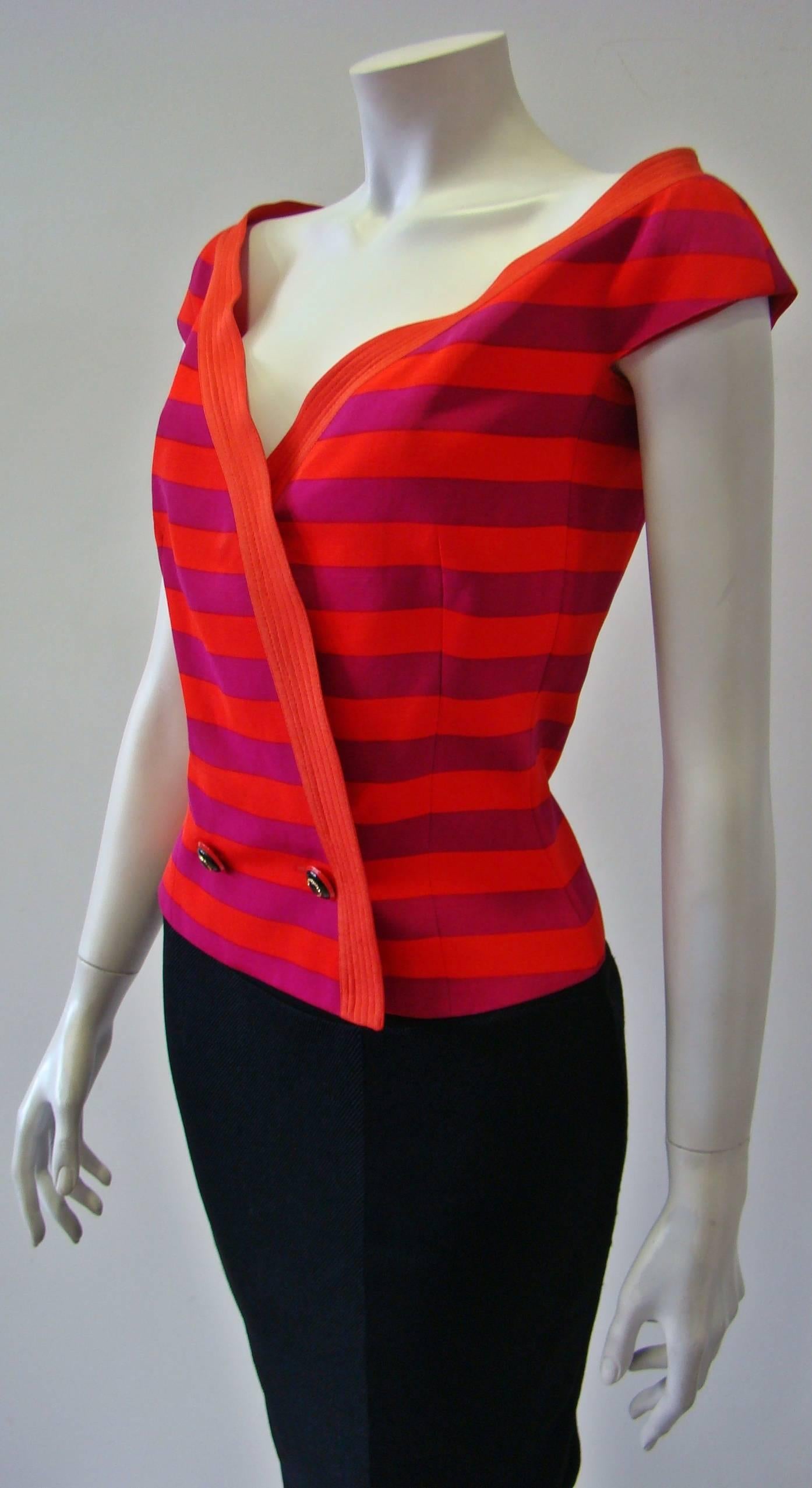 Istante By Gianni Versace Striped Jacket Spring 1991 In Excellent Condition For Sale In Athens, Agia Paraskevi