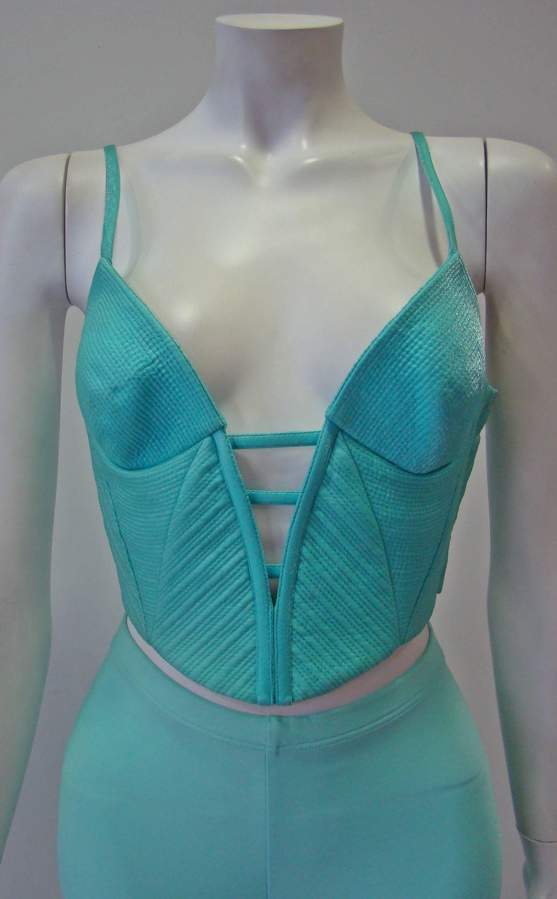 Gianni Versace Couture Turquoise Silk Bustier Spring 1995