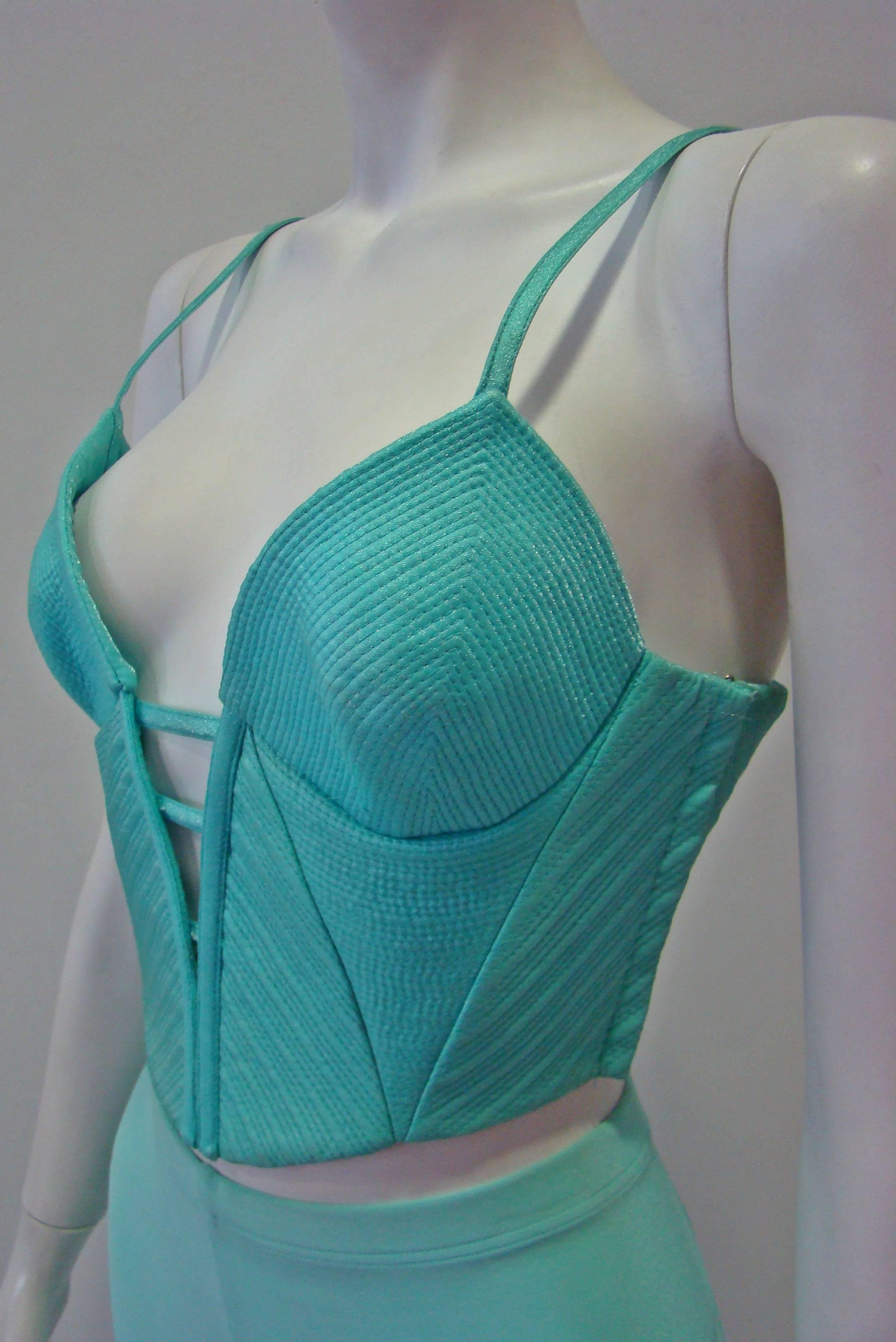 Blue Gianni Versace Couture Silk Bustier Spring 1995 For Sale