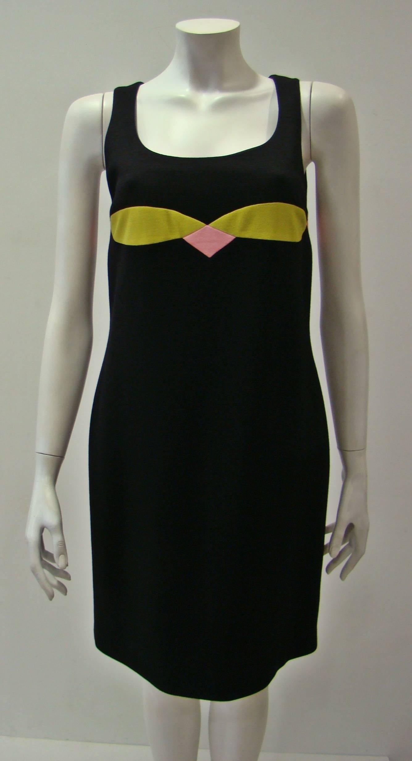 Black Gianni Versace Couture Color-Blocked Shift Dress Fall 1997 For Sale