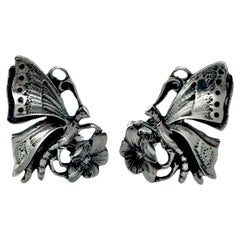 Guglielmo Cini Butterfly Flora Earrings ClipOn Sterling Silver
