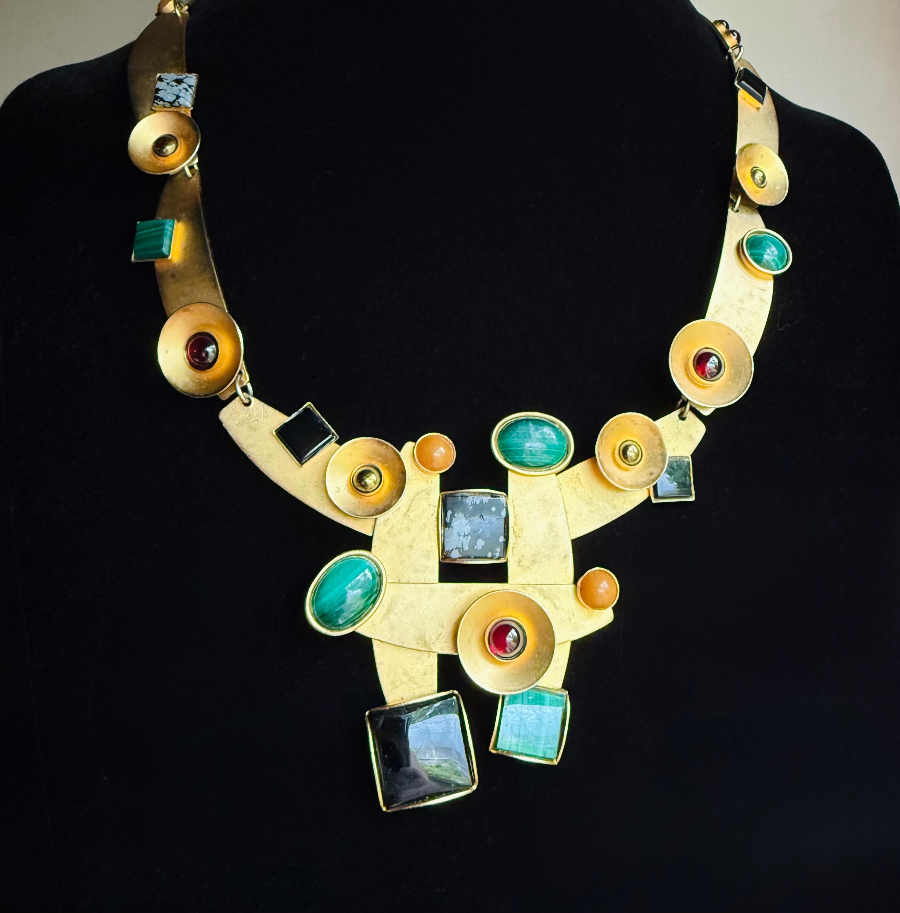 Moderniste Gale Rothstein Incroyable collier en pierres semi-précieuses en vente