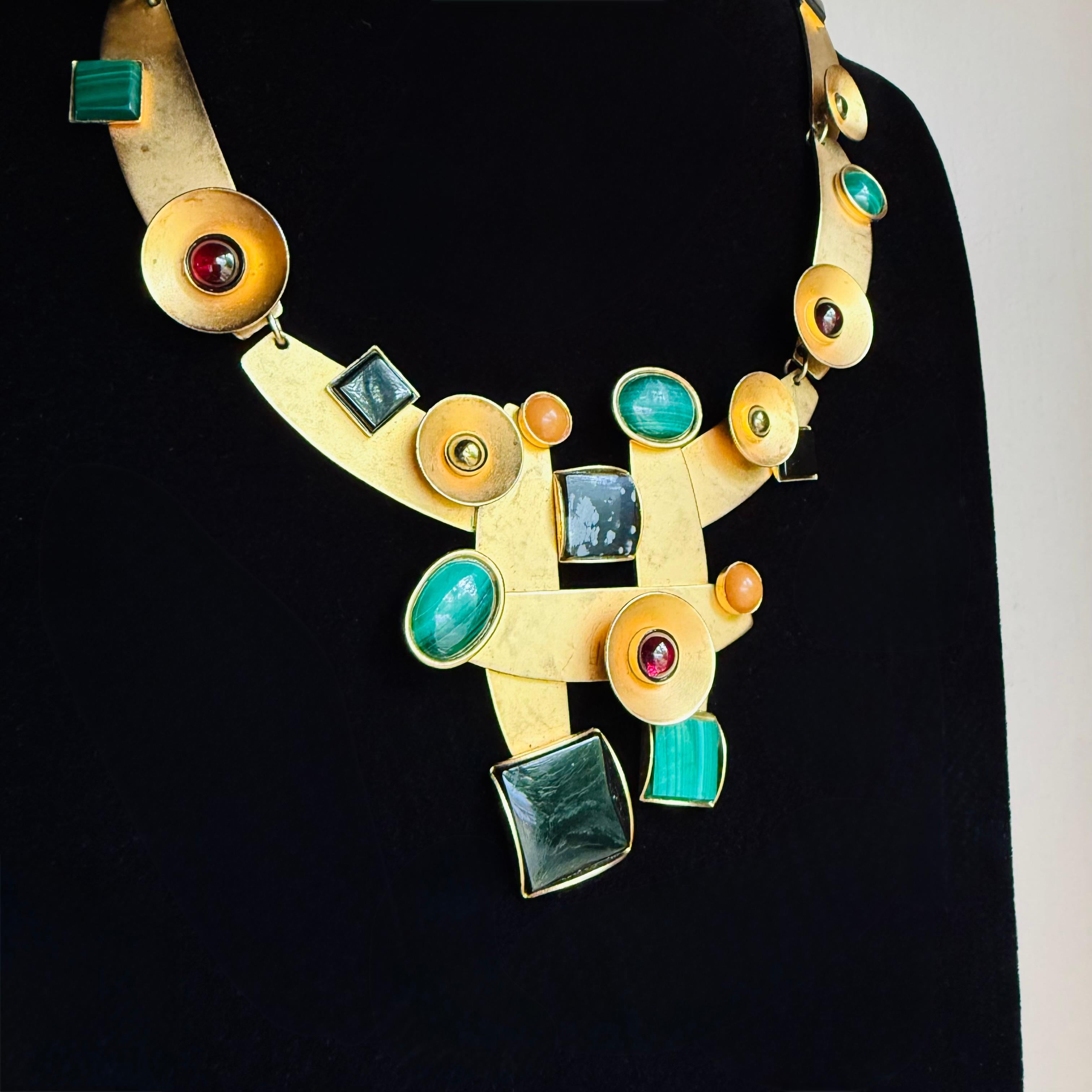 Taille cabochon Gale Rothstein Incroyable collier en pierres semi-précieuses en vente