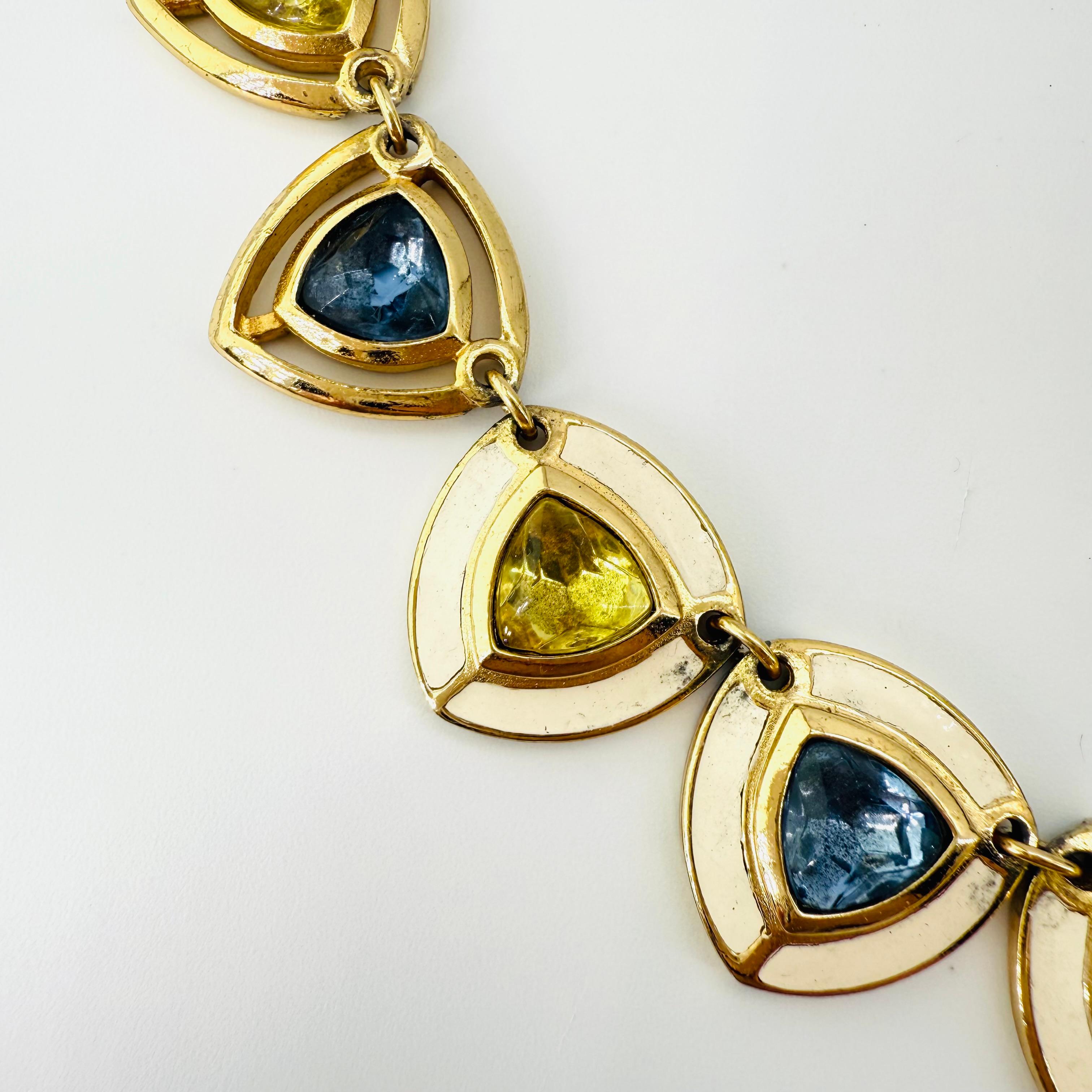 1970 Christian Dior Collier en cristal avec cristaux bleu ciel et jaune citron en vente 1