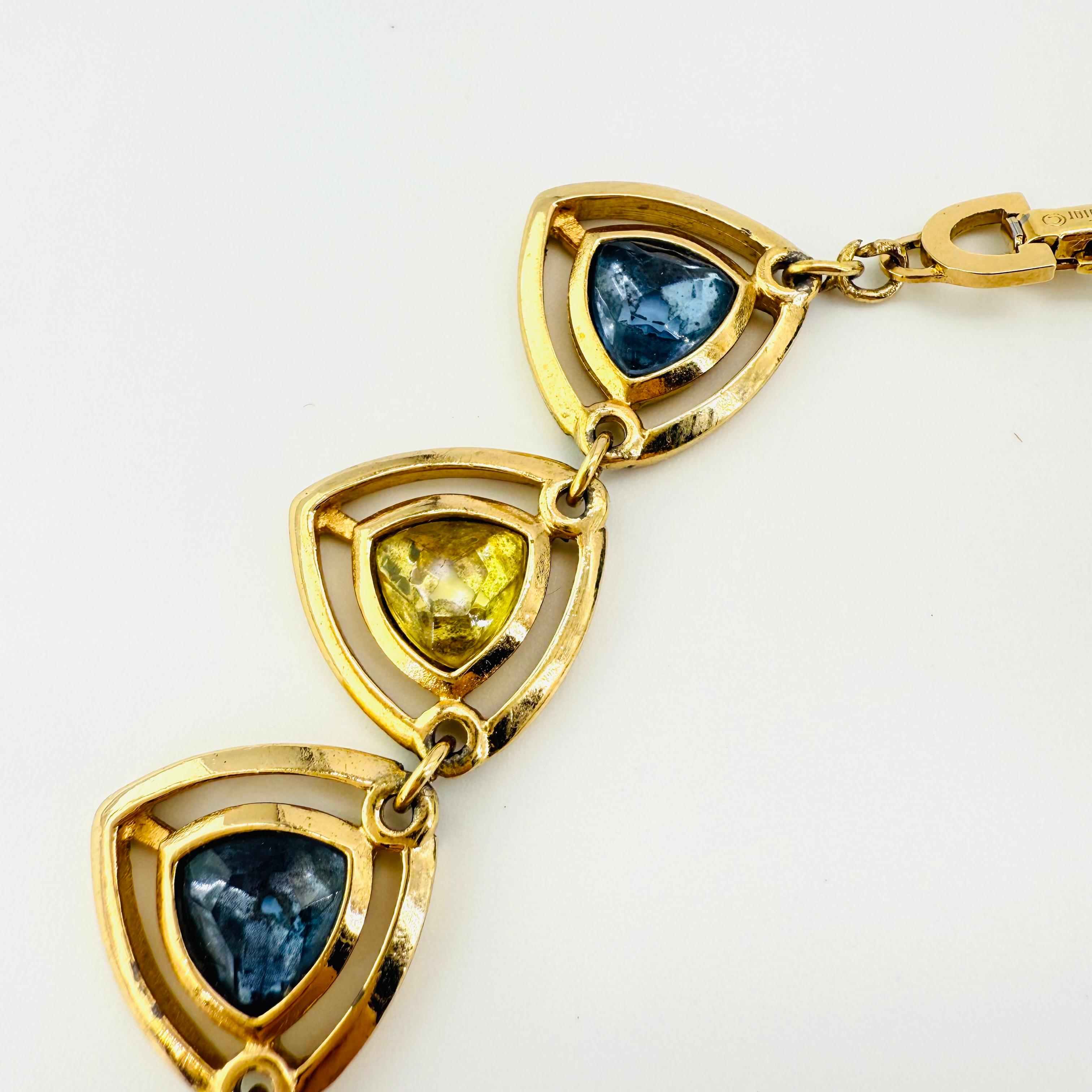 1970 Christian Dior Collier en cristal avec cristaux bleu ciel et jaune citron en vente 2