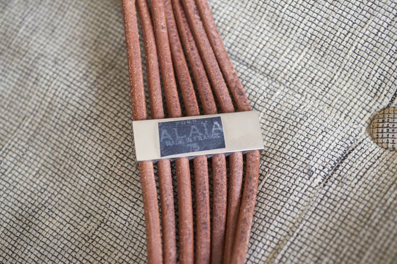 A Very Rare AZZEDINE ALAIA Leather Cord and Silver Hardware Belt