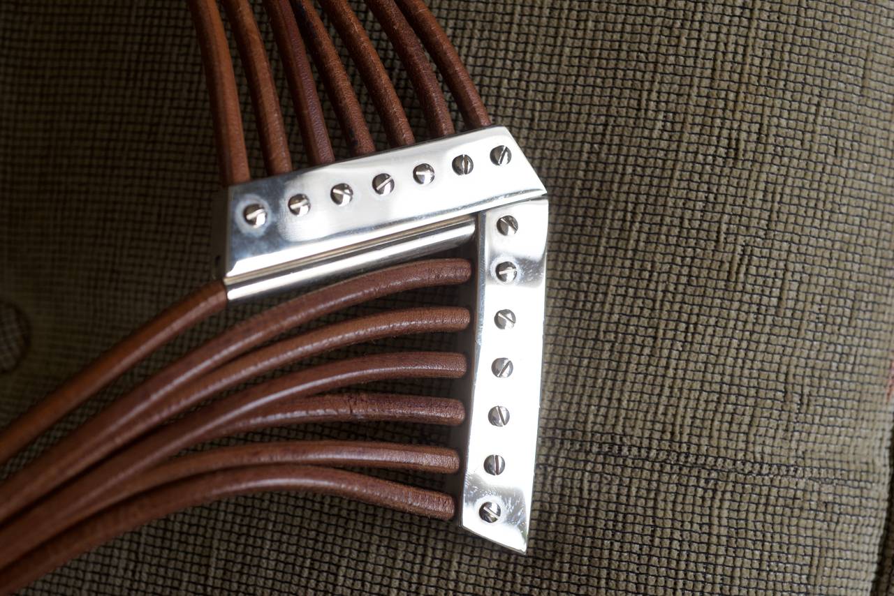A Very Rare AZZEDINE ALAIA Leather Cord and Silver Hardware Belt In Excellent Condition For Sale In New York, NY