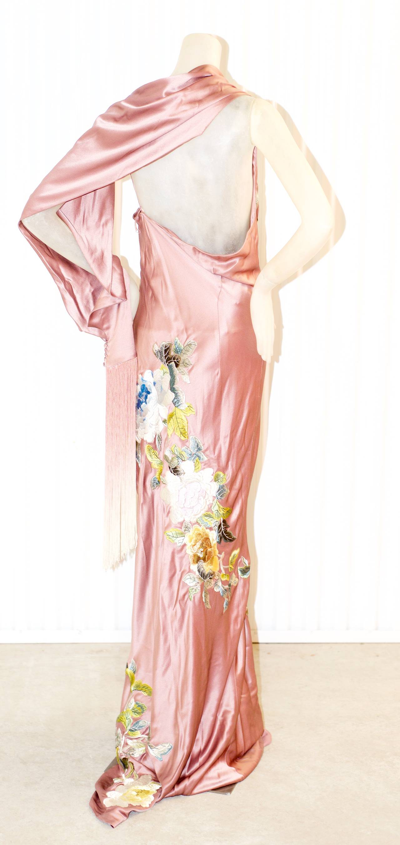Women's Alexander McQueen Embroidered Shawl Gown