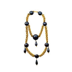 Yves Saint Laurent rive gauche Chain and Wood Necklace