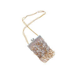 Azzaro Gold and Silver Lurex Crochet Chain Bag