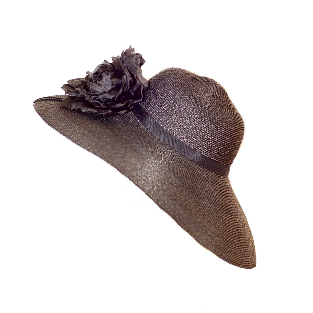 Frederick Fox, Royal Milliner, Wide Brimmed Hat with Flower For Sale