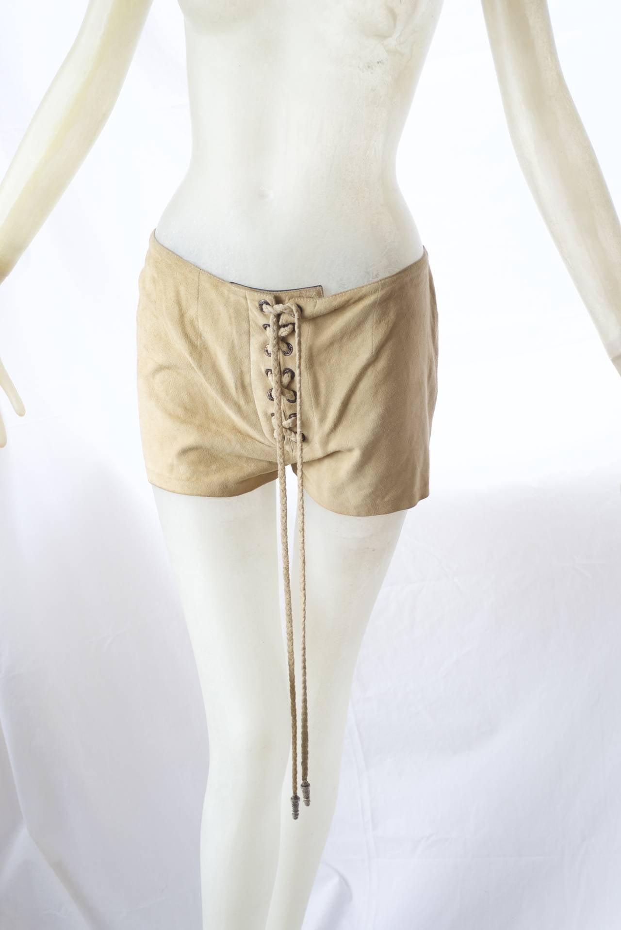 Women's Chrome Hearts 70s Inspired Suede Shorts with Silver For Sale