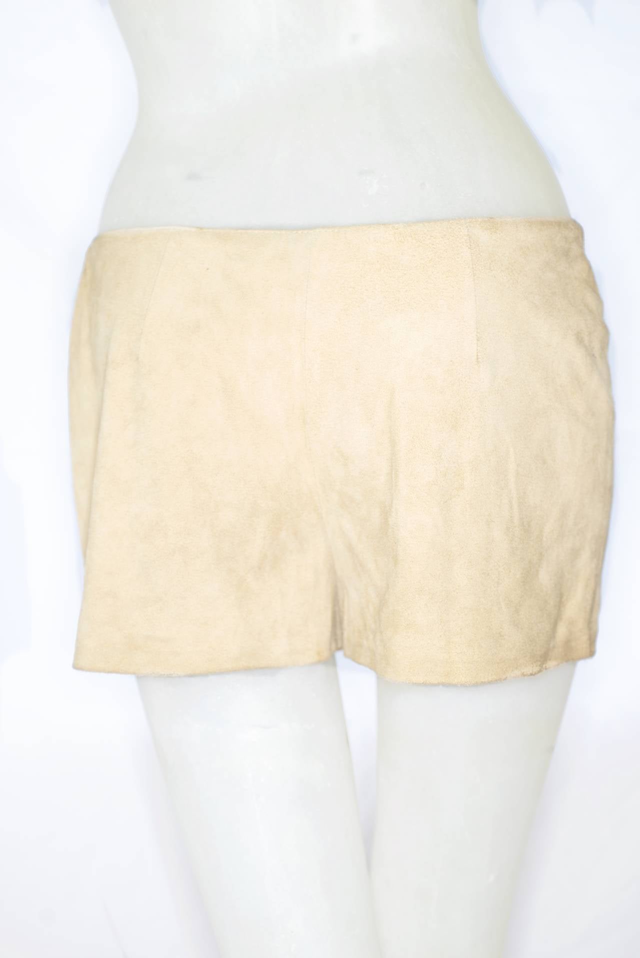 Chrome Hearts 70s Inspired Suede Shorts with Silver In Good Condition For Sale In New York, NY