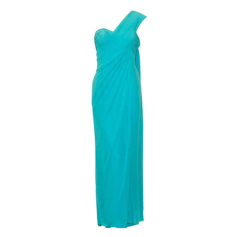 Draped Silk Chiffon Christian Dior Haute Couture Gown For Sale