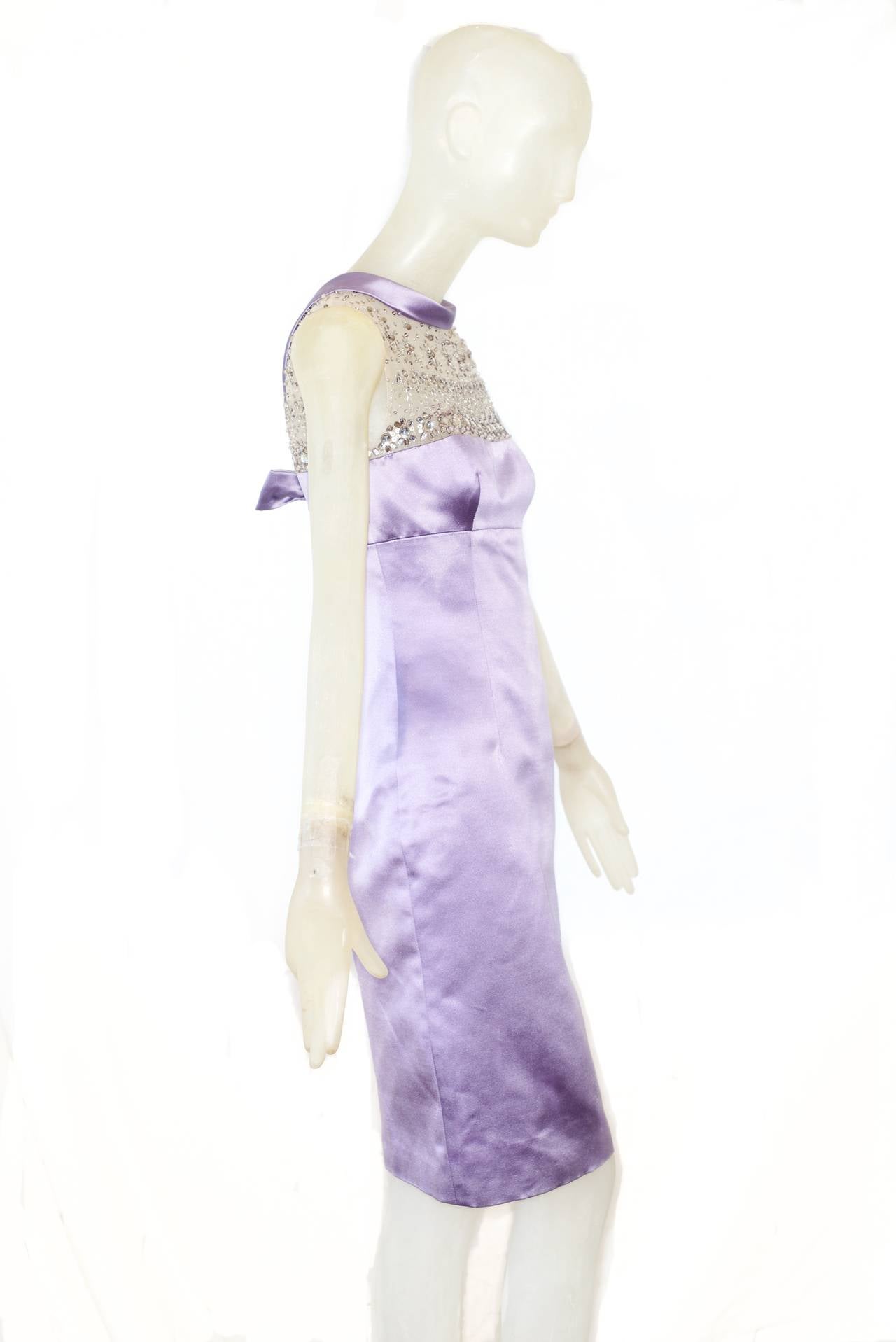 Valentino Lilac Silk Cocktail Dress with Embroidery
