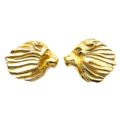 Vintage Yves Saint Laurent Gilt Lion Earrings