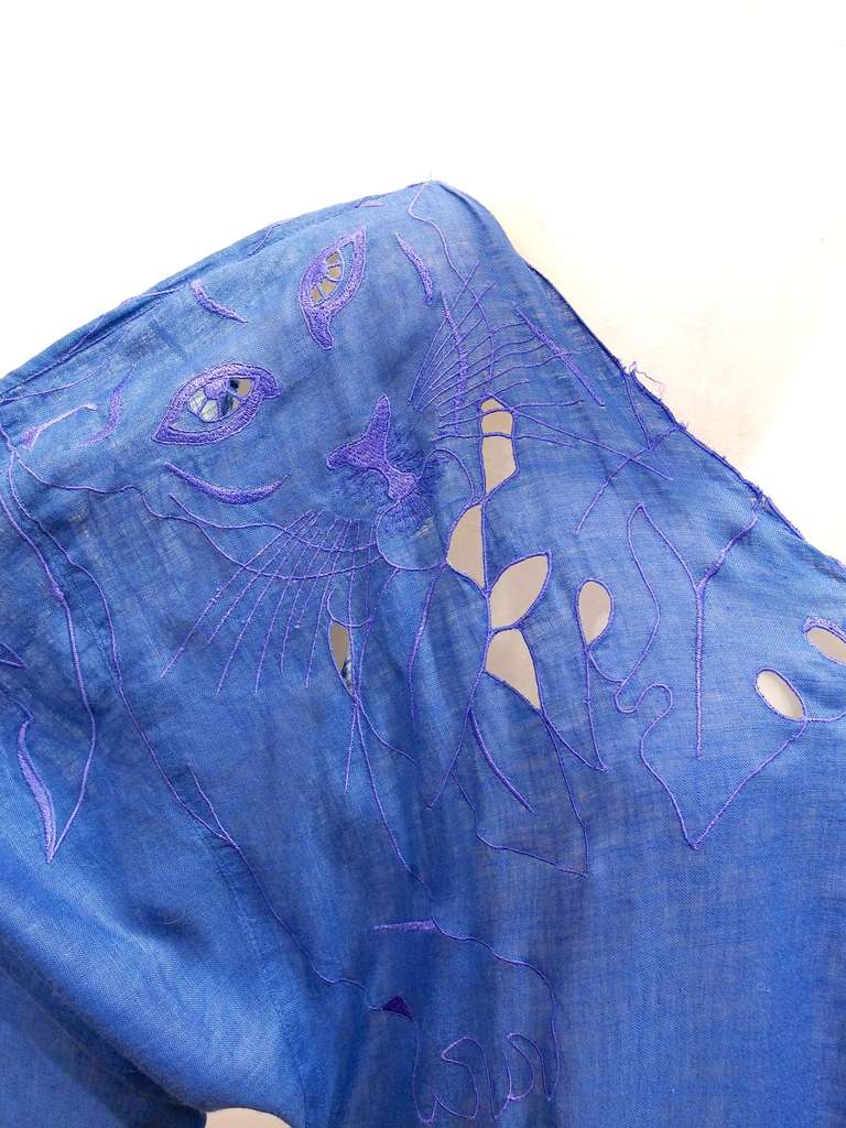Krizia Panther Embroidered Caftan In Excellent Condition For Sale In New York, NY