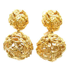 Yves Saint Laurent Gilt Openwork Ball Earrings Yves Saint Laurent Gilt Openwork Ball Earrings