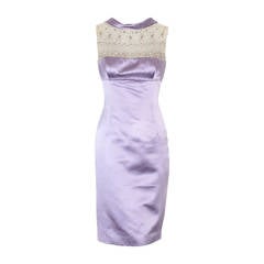 Valentino Lilac Silk Cocktail Dress with Embroidery