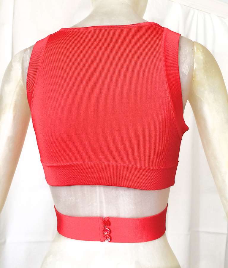 An original Herve Leger cropped and wrapped top.  Size Small.  Made in FRANCE.  French XS.