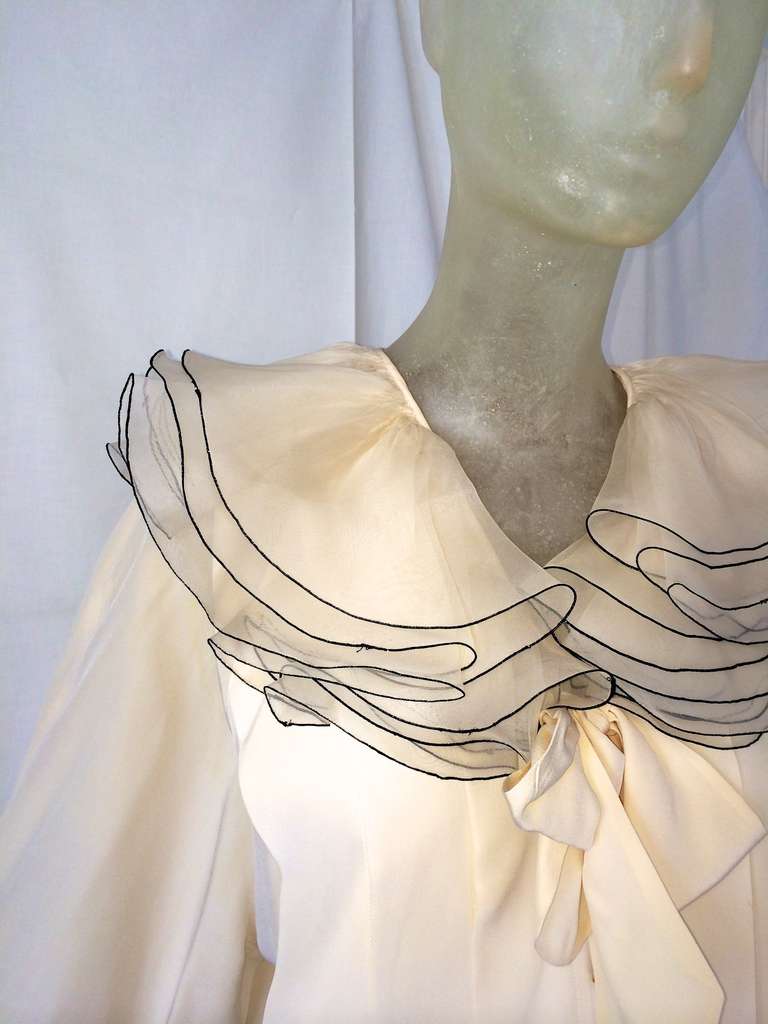 Chanel Gossamer Organza Ruffled Silk Blouse In Excellent Condition For Sale In New York, NY