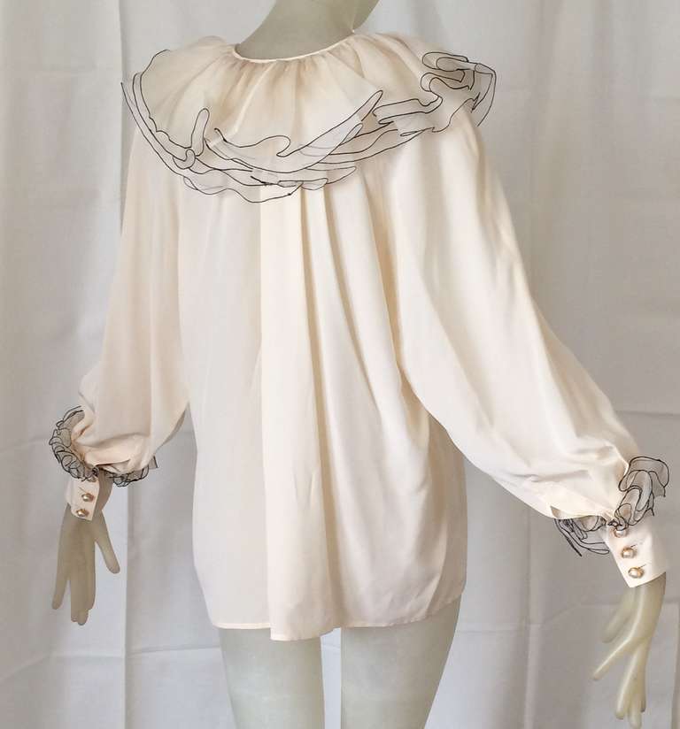 Women's Chanel Gossamer Organza Ruffled Silk Blouse For Sale