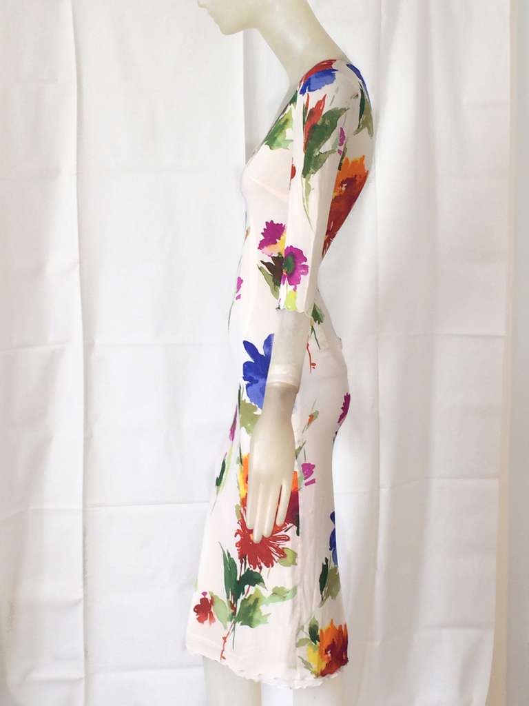 Dolce & Gabbana stretch Silk Floral Dress In Excellent Condition In New York, NY