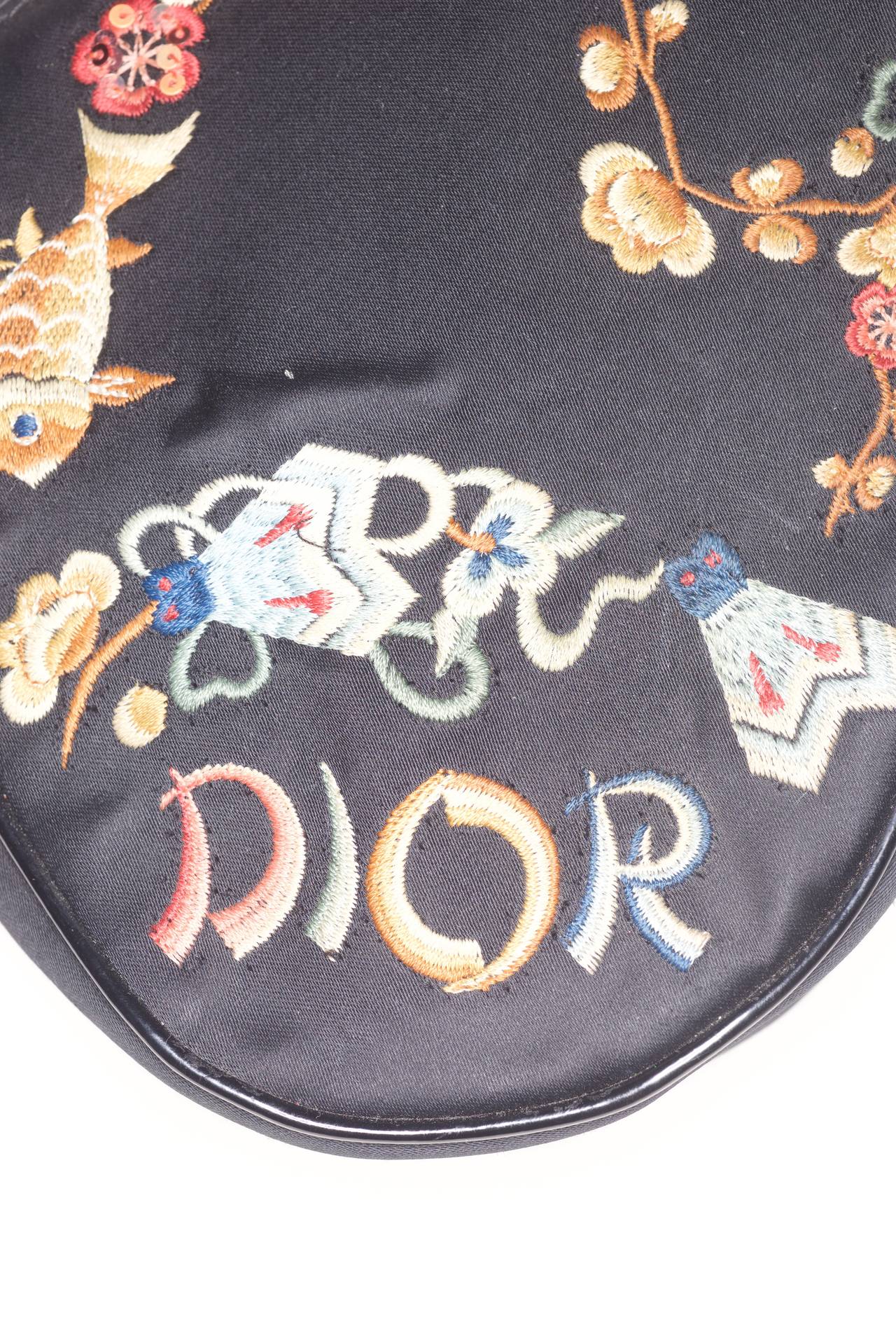 Christian Dior Chinese-inspired Embroidered Bag.  Limited and Special Edition. In Good Condition For Sale In New York, NY
