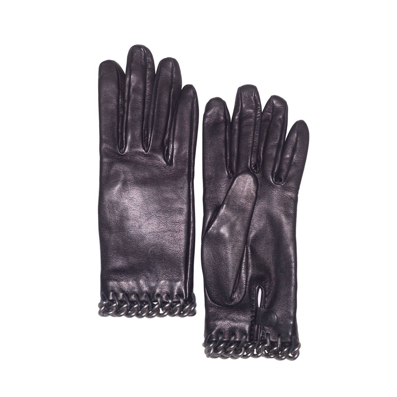 Hermes Chain Detail Leather Gloves For Sale
