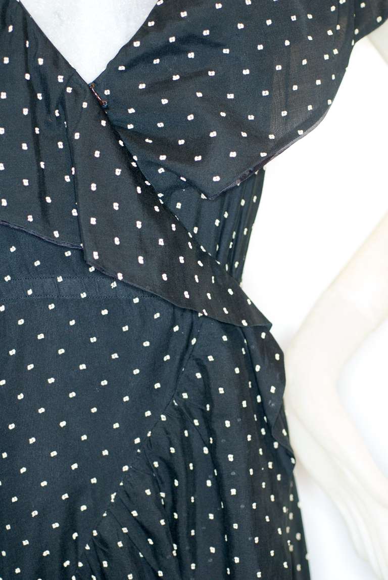 1970s Halston Dotted Swiss Wrap Dress For Sale at 1stDibs