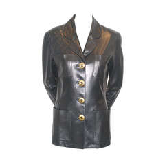 A RARE Retro Chanel Leather Jacket with Quilted Detail