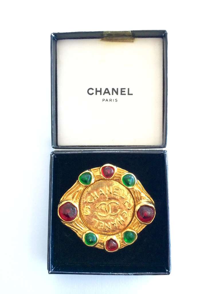 Chanel Gilt and Gripoix Brooch