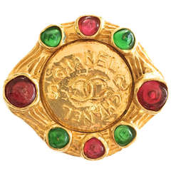 Chanel Gilt and Gripoix Brooch
