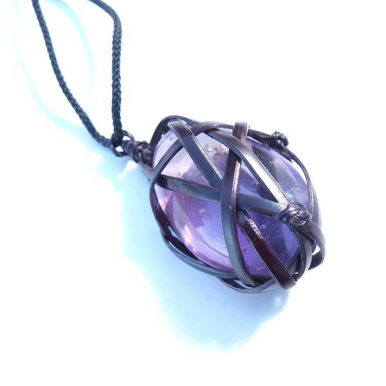 An Extremely Rare and Extraordinary Tina Chow Bamboo Wrapped Amethyst Pendant In Excellent Condition In New York, NY