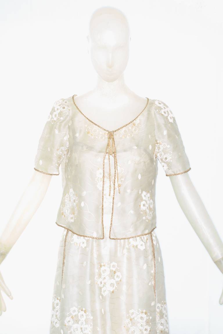 Women's 1972 Chanel Haute Couture Organza Gown with Lesage Embroidery