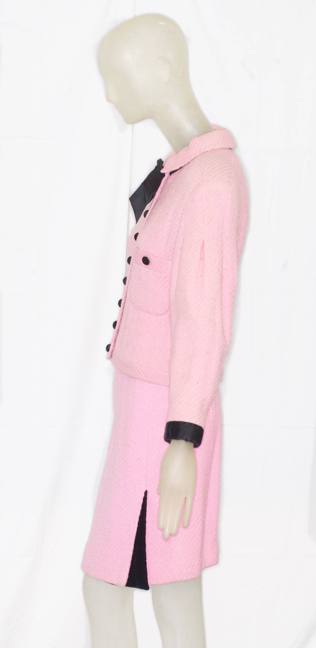 Chanel Haute Couture Pink Jacket and Skirt For Sale 1