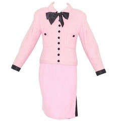 Retro Chanel Haute Couture Pink Jacket and Skirt
