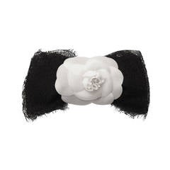 Chanel Black Lace and White Camellia Hair Clip
