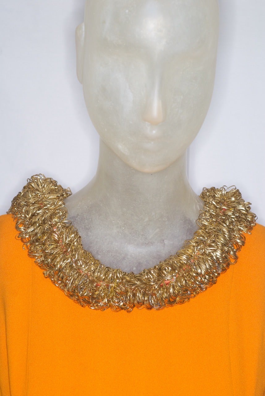 A Rare 1963 Valentino Haute Couture Gown with Gold Metal Ribbon Embroidery For Sale 1