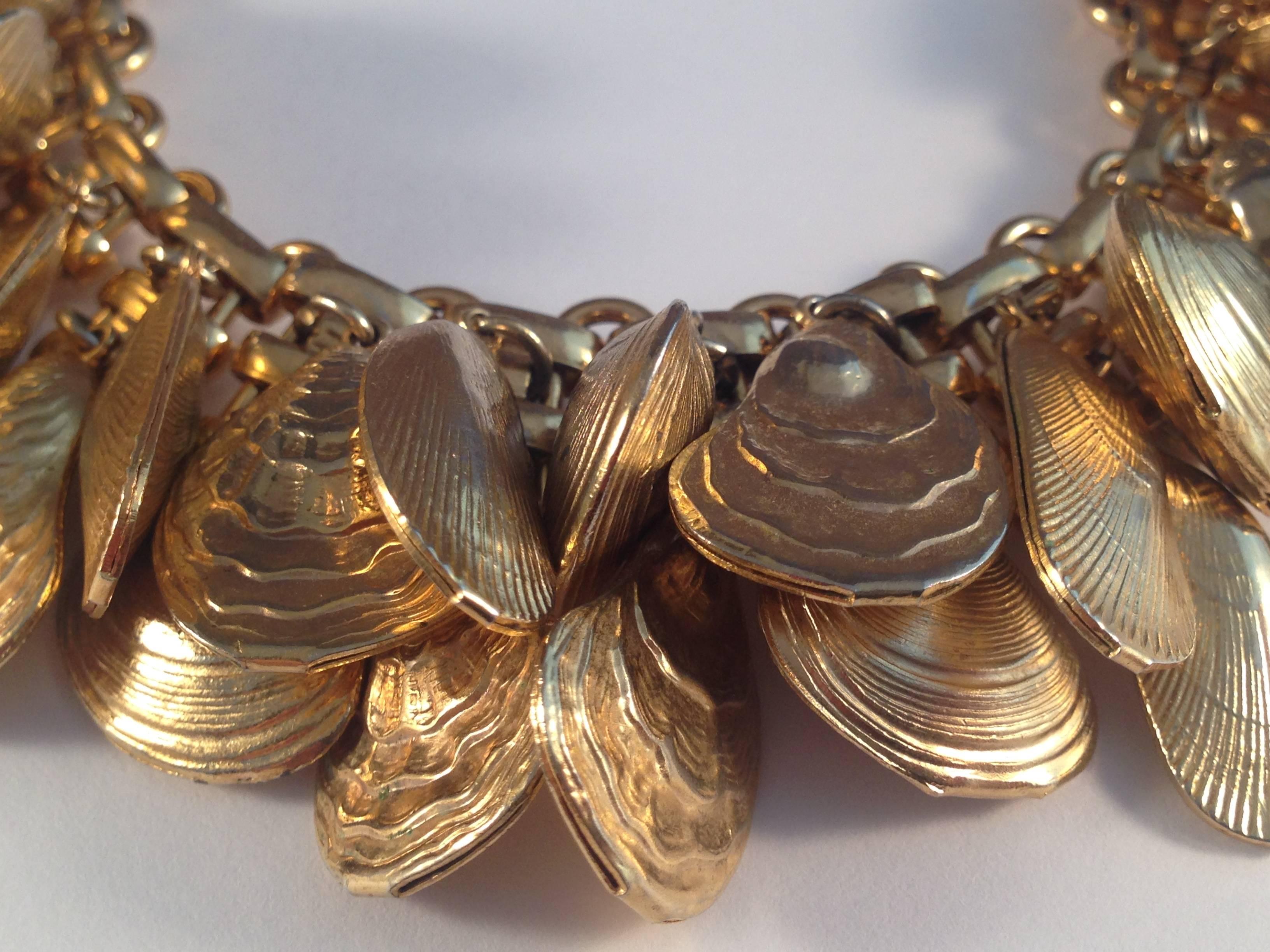 1960s Napier Shell Charm Bracelet In Excellent Condition In Chicago, IL