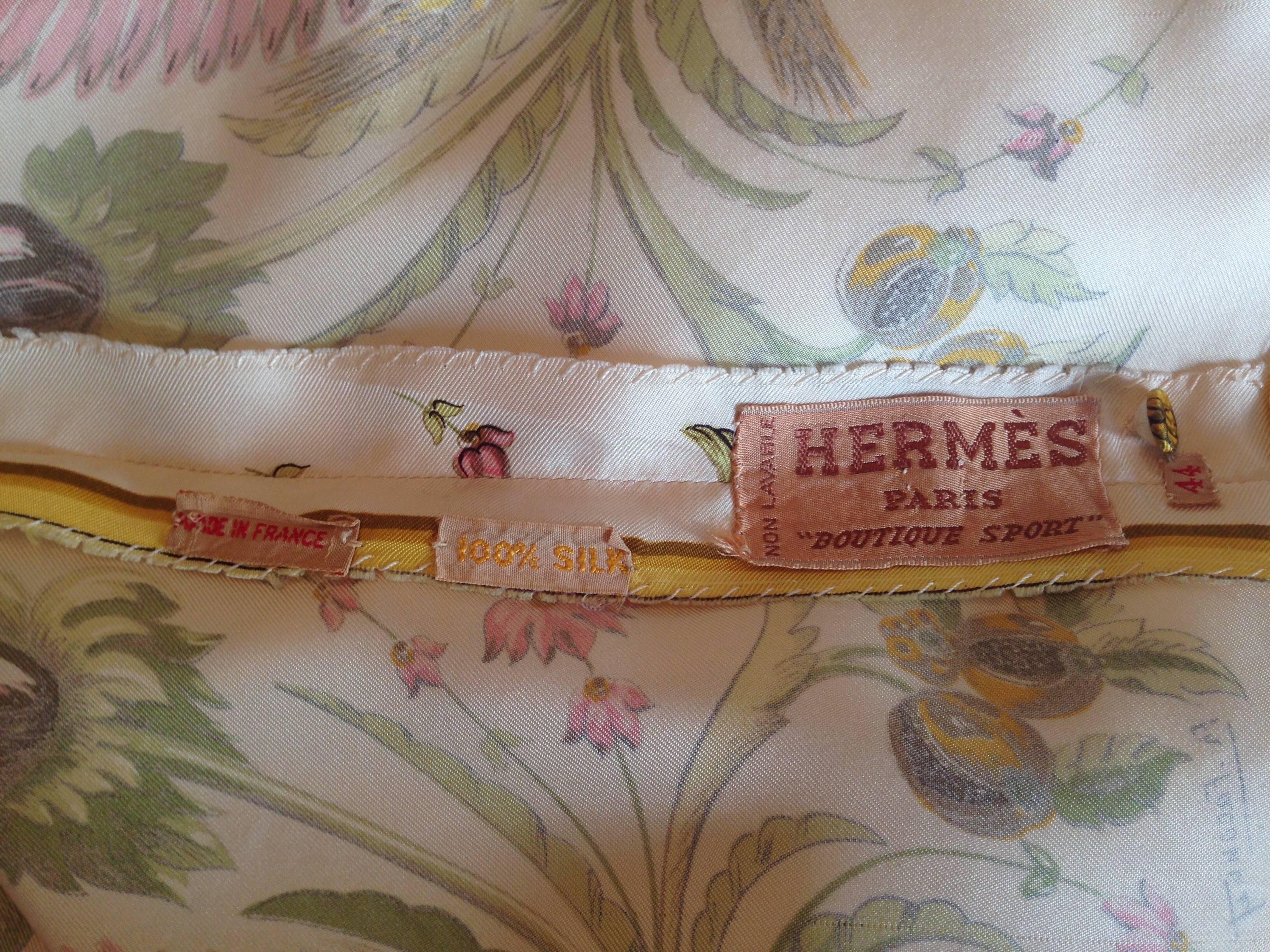 Hermes Silk 'Ceres' Print Blouse Shirt 1960s For Sale 3