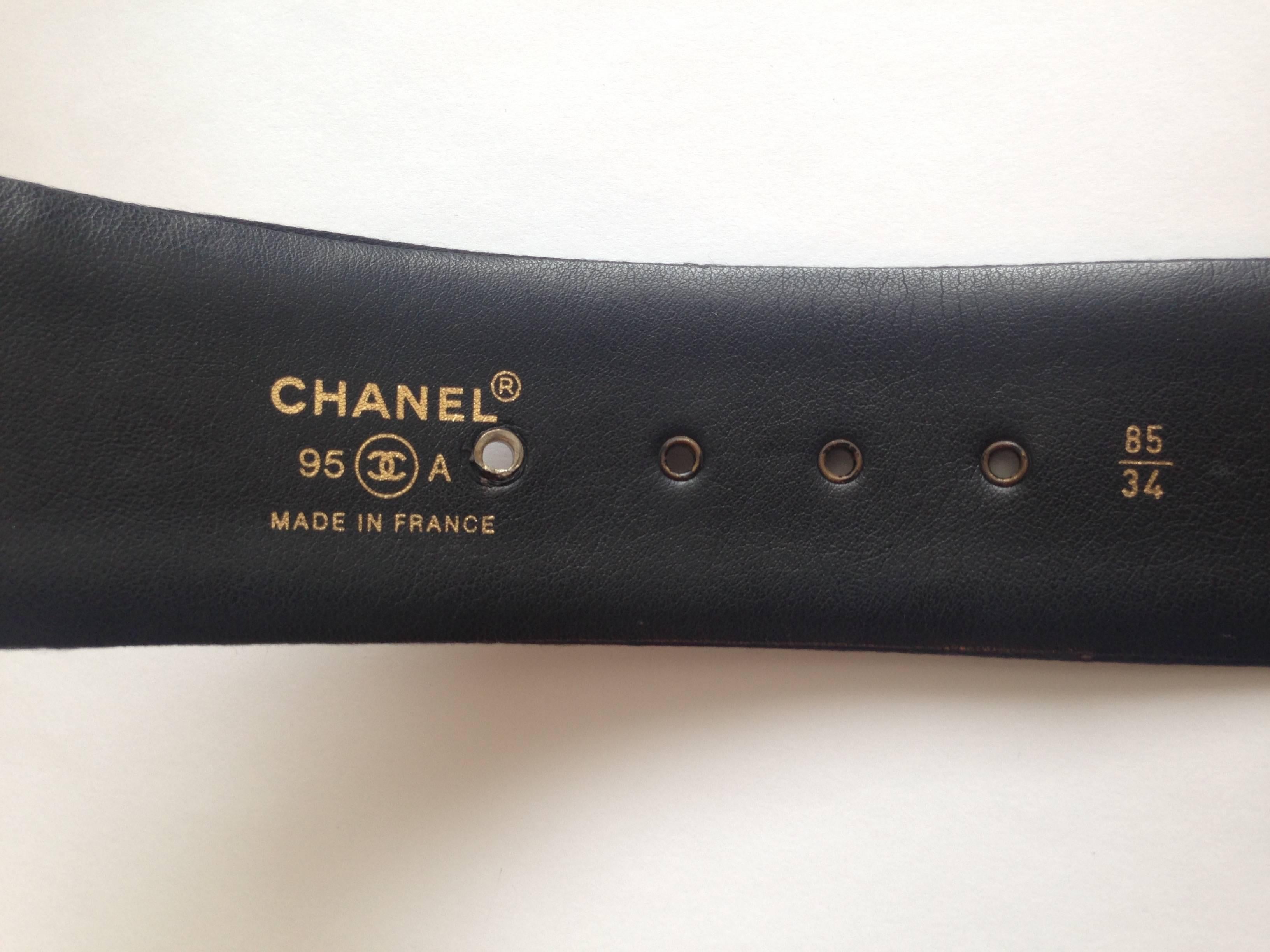 Women's Chanel Black Satin Bow Belt SZ 85